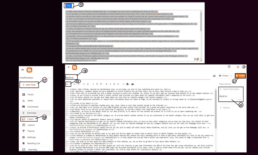 Blog ke Liye Page Kaise Banaye-3